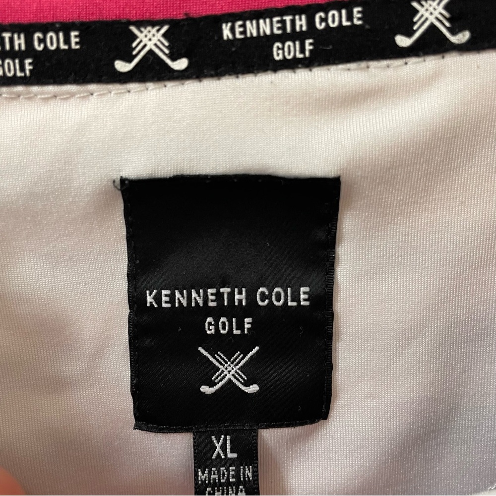 Kenneth Cole golf striped polo shirt white black xl - Picture 3 of 4